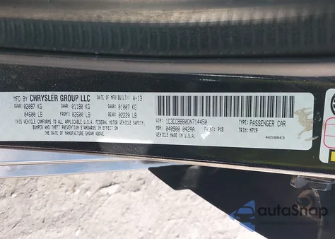 2013 Chrysler 200 Touring from USA, damaged, VIN 1C3CCBBB0DN714450